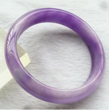 Load image into Gallery viewer, 10% OFF- 57/58/59mm Certified Natural Lavender Jadeite Emerald A*Jade HandCarved Lucky Bracelet Bangle F123