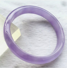 Load image into Gallery viewer, 10% OFF- 55/56/57mm Certified Natural Lavender Jadeite Emerald A*Jade HandCarved Lucky Bracelet Bangle X258
