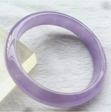 Load image into Gallery viewer, 10% OFF- 55/56/57mm Certified Natural Lavender Jadeite Emerald A*Jade HandCarved Lucky Bracelet Bangle X256