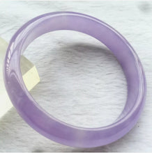 Load image into Gallery viewer, 10% OFF- 55/56/57mm Certified Natural Lavender Jadeite Emerald A*Jade HandCarved Lucky Bracelet Bangle X256