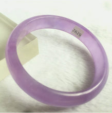 Load image into Gallery viewer, 10% OFF- 57/58/59mm Certified Natural Lavender Jadeite Emerald A*Jade HandCarved Lucky Bracelet Bangle Z629