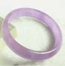 Load image into Gallery viewer, 10% OFF- 57/58/59mm Certified Natural Lavender Jadeite Emerald A*Jade HandCarved Lucky Bracelet Bangle Z629