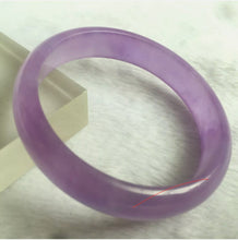 Load image into Gallery viewer, 10% OFF- 57/58/59mm Certified Natural Lavender Jadeite Emerald A*Jade HandCarved Lucky Bracelet Bangle Z629