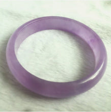 Load image into Gallery viewer, 10% OFF- 57/58/59mm Certified Natural Lavender Jadeite Emerald A*Jade HandCarved Lucky Bracelet Bangle Z629