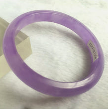 Load image into Gallery viewer, 10% OFF- 55/56/57mm Certified Natural Lavender Jadeite Emerald A*Jade HandCarved Lucky Bracelet Bangle WS227
