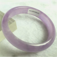 Load image into Gallery viewer, 10% OFF- 57/58/59mm Certified Natural Lavender Jadeite Emerald A*Jade HandCarved Lucky Bracelet Bangle HA635