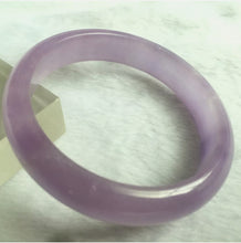 Load image into Gallery viewer, 10% OFF- 57/58/59mm Certified Natural Lavender Jadeite Emerald A*Jade HandCarved Lucky Bracelet Bangle HA635