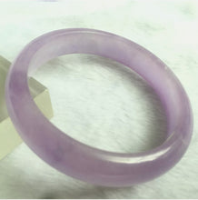 Load image into Gallery viewer, 10% OFF- 57/58/59mm Certified Natural Lavender Jadeite Emerald A*Jade HandCarved Lucky Bracelet Bangle HA635