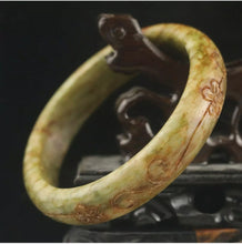Load image into Gallery viewer, 10% OFF- 58/59/60mm Certified Natural Lavender Jadeite Emerald A*Jade HandCarved Beautiful Flower Blossom Bracelet Bangle