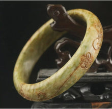 Load image into Gallery viewer, 10% OFF- 58/59/60mm Certified Natural Lavender Jadeite Emerald A*Jade HandCarved Beautiful Flower Blossom Bracelet Bangle