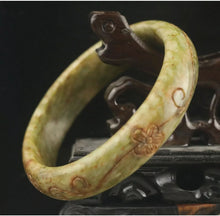 Load image into Gallery viewer, 10% OFF- 58/59/60mm Certified Natural Lavender Jadeite Emerald A*Jade HandCarved Beautiful Flower Blossom Bracelet Bangle