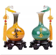 Load image into Gallery viewer, Chinese Feng Shui Lucky Wealth Ruyi Vase Home/Office Decor Sculpture Craft Living Room TV Cabinet Fortune Ornament Housewarming Gift