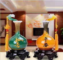 Load image into Gallery viewer, Chinese Feng Shui Lucky Wealth Ruyi Vase Home/Office Decor Sculpture Craft Living Room TV Cabinet Fortune Ornament Housewarming Gift