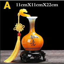 Load image into Gallery viewer, Chinese Feng Shui Lucky Wealth Ruyi Vase Home/Office Decor Sculpture Craft Living Room TV Cabinet Fortune Ornament Housewarming Gift