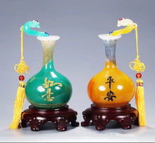 Load image into Gallery viewer, Chinese Feng Shui Lucky Wealth Ruyi Vase Home/Office Decor Sculpture Craft Living Room TV Cabinet Fortune Ornament Housewarming Gift
