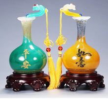 Load image into Gallery viewer, Chinese Feng Shui Lucky Wealth Ruyi Vase Home/Office Decor Sculpture Craft Living Room TV Cabinet Fortune Ornament Housewarming Gift