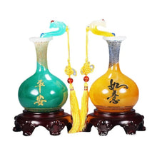 Load image into Gallery viewer, Chinese Feng Shui Lucky Wealth Ruyi Vase Home/Office Decor Sculpture Craft Living Room TV Cabinet Fortune Ornament Housewarming Gift