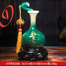Load image into Gallery viewer, Chinese Feng Shui Lucky Wealth Ruyi Vase Home/Office Decor Sculpture Craft Living Room TV Cabinet Fortune Ornament Housewarming Gift