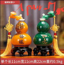 Load image into Gallery viewer, A Pair of Chinese Feng Shui Lucky Wealth Ruyi Gourd Home/Office Decor Sculpture Craft Living Room TV Cabinet Fortune Ornament Housewarming Gift