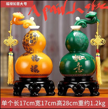 Load image into Gallery viewer, A Pair of Chinese Feng Shui Lucky Wealth Ruyi Gourd Home/Office Decor Sculpture Craft Living Room TV Cabinet Fortune Ornament Housewarming Gift