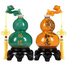 Load image into Gallery viewer, A Pair of Chinese Feng Shui Lucky Wealth Ruyi Gourd Home/Office Decor Sculpture Craft Living Room TV Cabinet Fortune Ornament Housewarming Gift