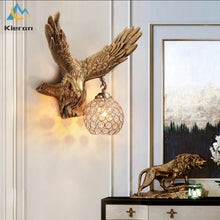 Load image into Gallery viewer, Chinese Feng Shui Lucky Wealth Great Wall Eagle LED Crystal Wall Lamp/Wall Light Home/Office Decor Sculpture Craft Living Room TV Cabinet Fortune Ornament Housewarming Gift
