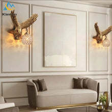 Load image into Gallery viewer, Chinese Feng Shui Lucky Wealth Great Wall Eagle LED Crystal Wall Lamp/Wall Light Home/Office Decor Sculpture Craft Living Room TV Cabinet Fortune Ornament Housewarming Gift