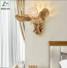 Load image into Gallery viewer, Chinese Feng Shui Lucky Wealth Great Wall Eagle LED Crystal Wall Lamp/Wall Light Home/Office Decor Sculpture Craft Living Room TV Cabinet Fortune Ornament Housewarming Gift