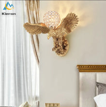 Load image into Gallery viewer, Chinese Feng Shui Lucky Wealth Great Wall Eagle LED Crystal Wall Lamp/Wall Light Home/Office Decor Sculpture Craft Living Room TV Cabinet Fortune Ornament Housewarming Gift