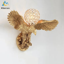Load image into Gallery viewer, Chinese Feng Shui Lucky Wealth Great Wall Eagle LED Crystal Wall Lamp/Wall Light Home/Office Decor Sculpture Craft Living Room TV Cabinet Fortune Ornament Housewarming Gift