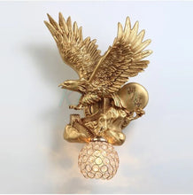 Load image into Gallery viewer, Chinese Feng Shui Lucky Wealth Great Wall Eagle LED Crystal Wall Lamp/Wall Light Home/Office Decor Sculpture Craft Living Room TV Cabinet Fortune Ornament Housewarming Gift