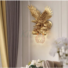 Load image into Gallery viewer, Chinese Feng Shui Lucky Wealth Great Wall Eagle LED Crystal Wall Lamp/Wall Light Home/Office Decor Sculpture Craft Living Room TV Cabinet Fortune Ornament Housewarming Gift