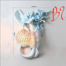 Load image into Gallery viewer, Chinese Feng Shui Lucky Wealth Mermaid LED Crystal Wall Lamp/Wall Light Home/Office Decor Sculpture Craft Living Room TV Cabinet Fortune Ornament Housewarming Gift