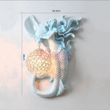 Load image into Gallery viewer, Chinese Feng Shui Lucky Wealth Mermaid LED Crystal Wall Lamp/Wall Light Home/Office Decor Sculpture Craft Living Room TV Cabinet Fortune Ornament Housewarming Gift