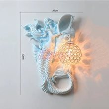Load image into Gallery viewer, Chinese Feng Shui Lucky Wealth Mermaid LED Crystal Wall Lamp/Wall Light Home/Office Decor Sculpture Craft Living Room TV Cabinet Fortune Ornament Housewarming Gift