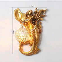 Load image into Gallery viewer, Chinese Feng Shui Lucky Wealth Mermaid LED Crystal Wall Lamp/Wall Light Home/Office Decor Sculpture Craft Living Room TV Cabinet Fortune Ornament Housewarming Gift