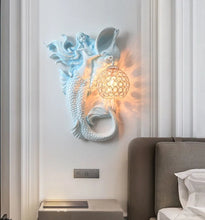 Load image into Gallery viewer, Chinese Feng Shui Lucky Wealth Mermaid LED Crystal Wall Lamp/Wall Light Home/Office Decor Sculpture Craft Living Room TV Cabinet Fortune Ornament Housewarming Gift
