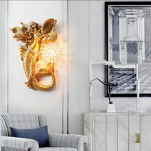 Load image into Gallery viewer, Chinese Feng Shui Lucky Wealth Mermaid LED Crystal Wall Lamp/Wall Light Home/Office Decor Sculpture Craft Living Room TV Cabinet Fortune Ornament Housewarming Gift