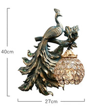 Load image into Gallery viewer, Copy of Chinese Feng Shui Lucky Wealth Peacock LED Crystal Wall Lamp/Wall Light Home/Office Decor Sculpture Craft Living Room TV Cabinet Fortune Ornament Housewarming Gift