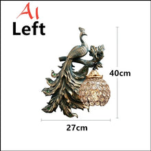 Load image into Gallery viewer, Chinese Feng Shui Lucky Wealth Peacock LED Crystal Wall Lamp/Wall Light Home/Office Decor Sculpture Craft Living Room TV Cabinet Fortune Ornament Housewarming Gift