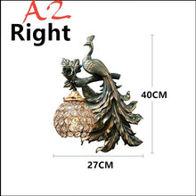 Load image into Gallery viewer, Chinese Feng Shui Lucky Wealth Peacock LED Crystal Wall Lamp/Wall Light Home/Office Decor Sculpture Craft Living Room TV Cabinet Fortune Ornament Housewarming Gift