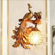 Load image into Gallery viewer, Copy of Chinese Feng Shui Lucky Wealth Peacock LED Crystal Wall Lamp/Wall Light Home/Office Decor Sculpture Craft Living Room TV Cabinet Fortune Ornament Housewarming Gift
