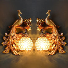 Load image into Gallery viewer, Chinese Feng Shui Lucky Wealth Peacock LED Crystal Wall Lamp/Wall Light Home/Office Decor Sculpture Craft Living Room TV Cabinet Fortune Ornament Housewarming Gift