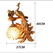 Load image into Gallery viewer, Chinese Feng Shui Lucky Wealth Peacock LED Crystal Wall Lamp/Wall Light Home/Office Decor Sculpture Craft Living Room TV Cabinet Fortune Ornament Housewarming Gift