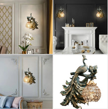 Load image into Gallery viewer, Chinese Feng Shui Lucky Wealth Peacock LED Crystal Wall Lamp/Wall Light Home/Office Decor Sculpture Craft Living Room TV Cabinet Fortune Ornament Housewarming Gift