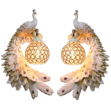 Load image into Gallery viewer, Chinese Feng Shui Lucky Wealth Peacock LED Crystal Wall Lamp/Wall Light Home/Office Decor Sculpture Craft Living Room TV Cabinet Fortune Ornament Housewarming Gift