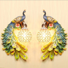 Load image into Gallery viewer, Chinese Feng Shui Lucky Wealth Peacock LED Crystal Wall Lamp/Wall Light Home/Office Decor Sculpture Craft Living Room TV Cabinet Fortune Ornament Housewarming Gift