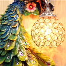 Load image into Gallery viewer, Chinese Feng Shui Lucky Wealth Peacock LED Crystal Wall Lamp/Wall Light Home/Office Decor Sculpture Craft Living Room TV Cabinet Fortune Ornament Housewarming Gift