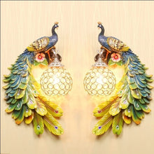 Load image into Gallery viewer, Chinese Feng Shui Lucky Wealth Peacock LED Crystal Wall Lamp/Wall Light Home/Office Decor Sculpture Craft Living Room TV Cabinet Fortune Ornament Housewarming Gift