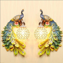 Load image into Gallery viewer, Chinese Feng Shui Lucky Wealth Peacock LED Crystal Wall Lamp/Wall Light Home/Office Decor Sculpture Craft Living Room TV Cabinet Fortune Ornament Housewarming Gift